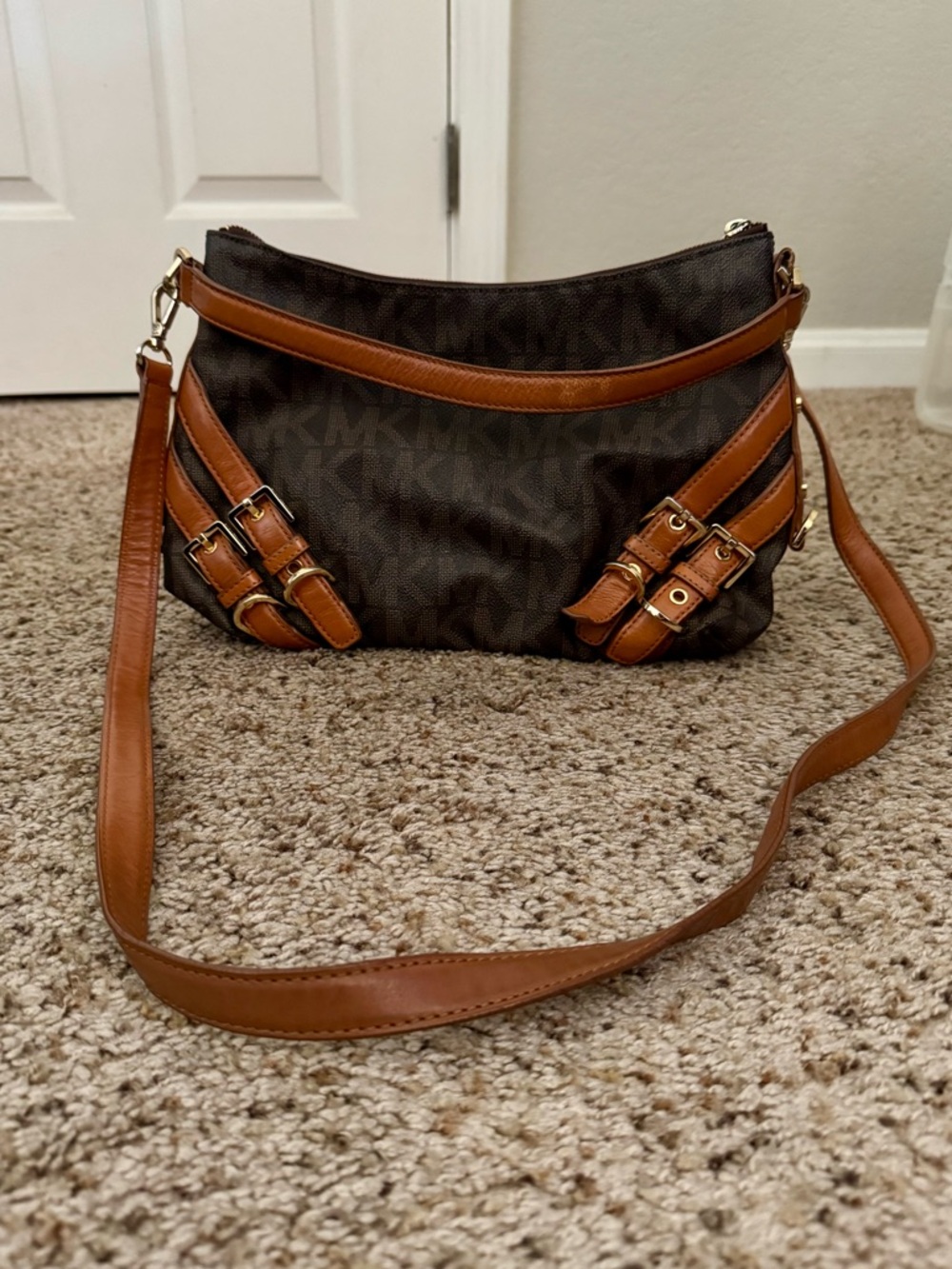 Michael Kors Brown and Tan Crossbody Bag